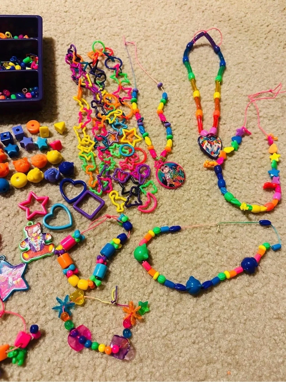 Vintage Lisa Frank Craft Beads & Charms Set